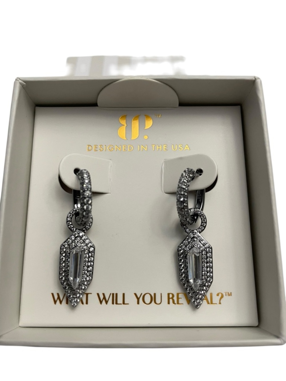 Bomb Party April Earrings - ER74439 Heaven In Sparkle - Hematite/CZ 2 Looks in 1